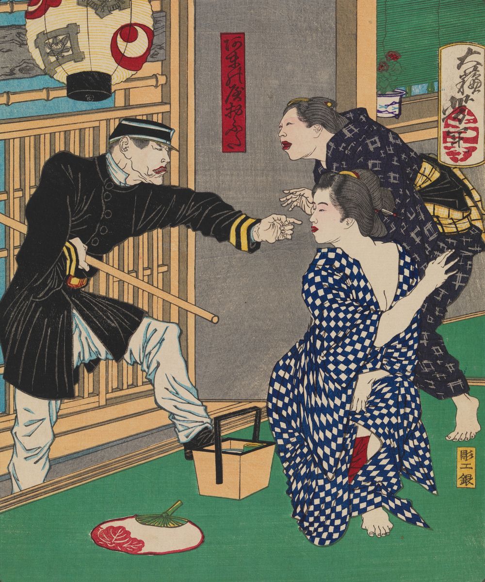 Цукиока Еситоси. Арест. 1875.