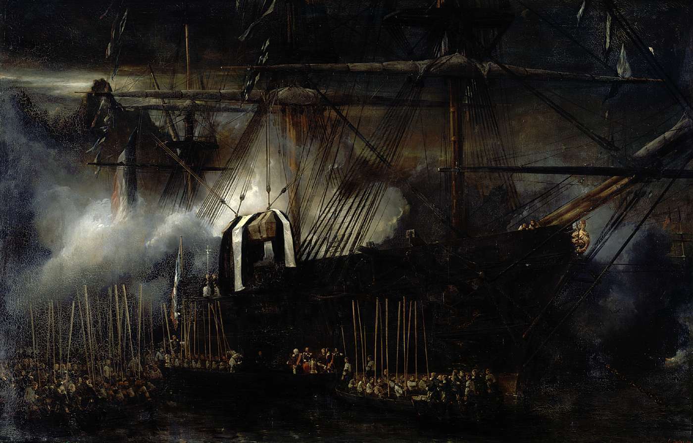Eugène Isabey. Перенесение праха Наполеона на борт Бель Пуль 15 октября 1840 года