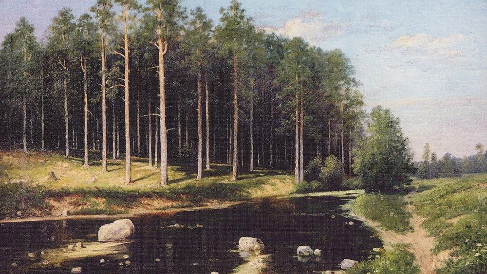 Василий Поленов. Сосновый бор на берегу реки. 1908