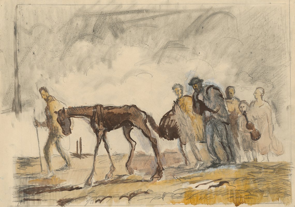 Киприан Майерник. Беженцы, эскиз для литографии. 1944