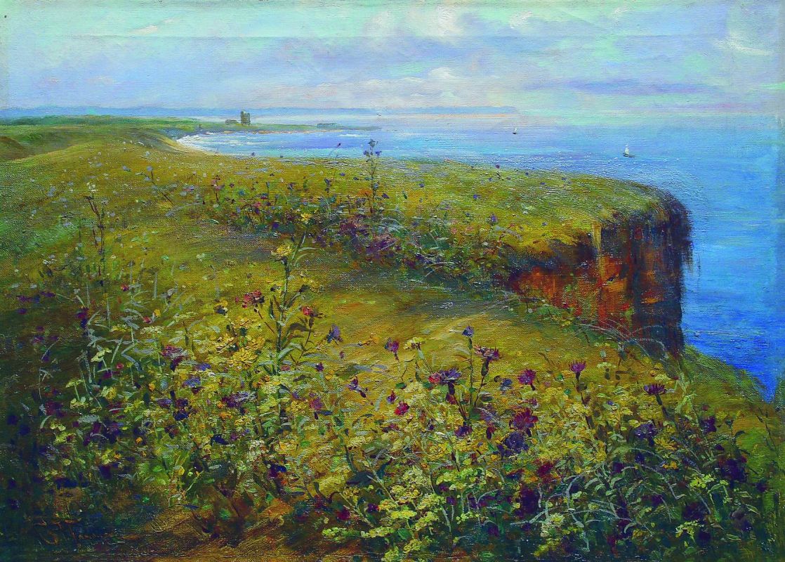 Константин Маковский. Пейзаж (море и цветы). 1890-е