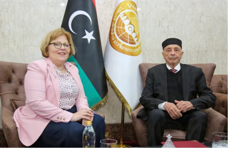 Помощник госсекретаря США по делам Ближнего Востока Барбара Лиф и спикер парламента Ливии Агила Салех