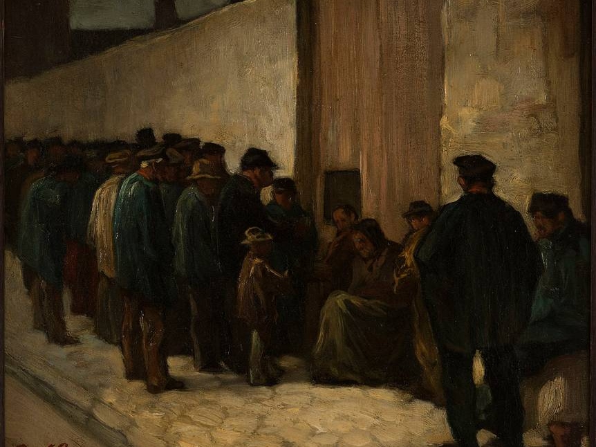 Огюст Андре Лансон. Бедняки на углу улицы де ла Санте (фрагмент). 1869