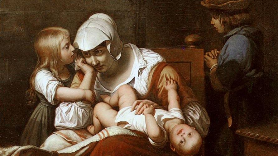 Поль Деларош. Молодая мать и ее дети (фрагмент). XIX