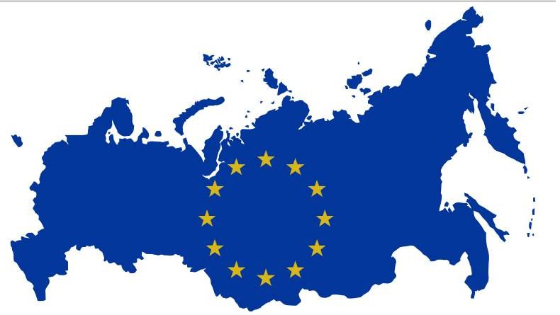 Карта России с флагом Европы