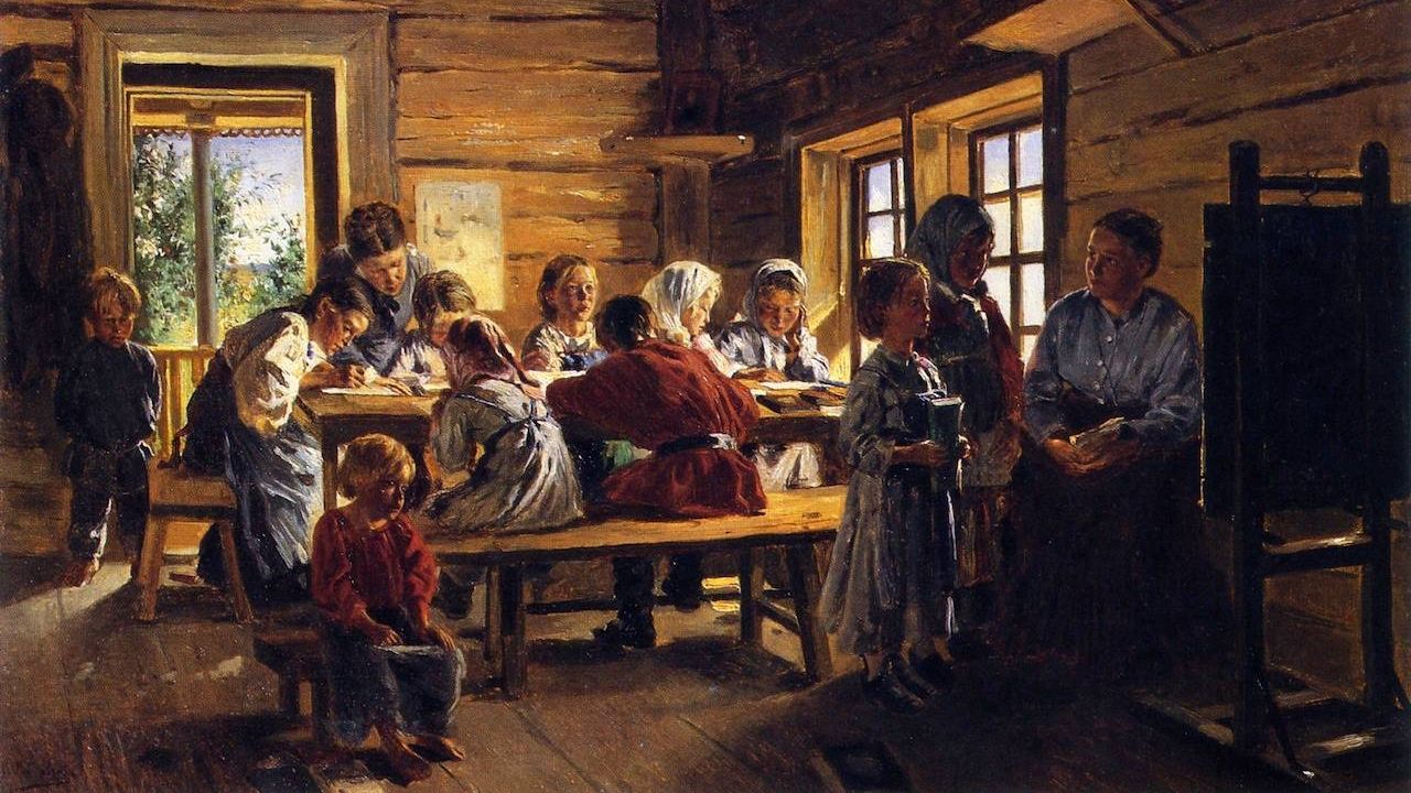 В.Е. Маковский. В сельской школе. 1883