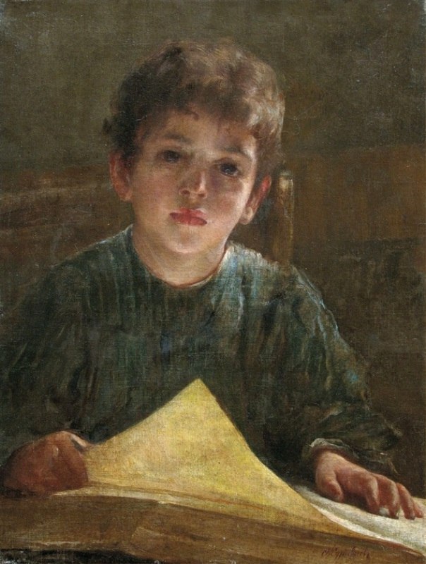 Фирс Журавлев. Мальчик с книгой. 1871
