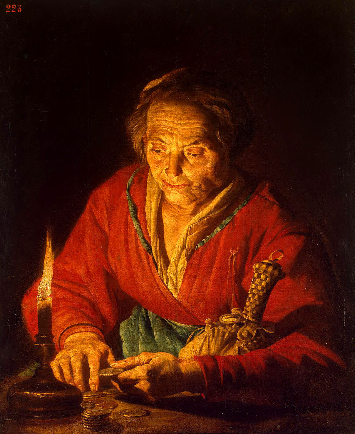 Матиас Стомер. Старуха со свечой (фрагмент)