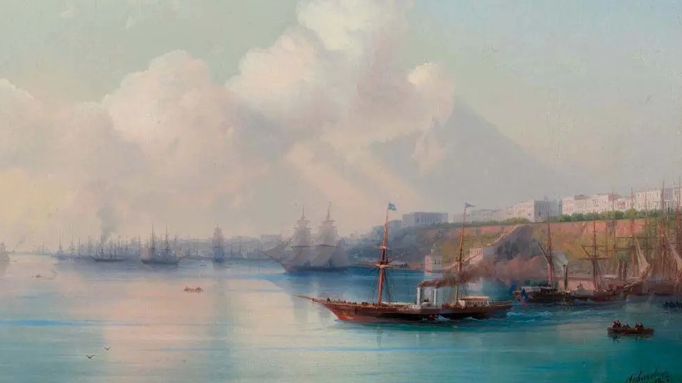 Иван Айвазовский. Вид на порт Одессы с морскими судами (фрагмент). 1867