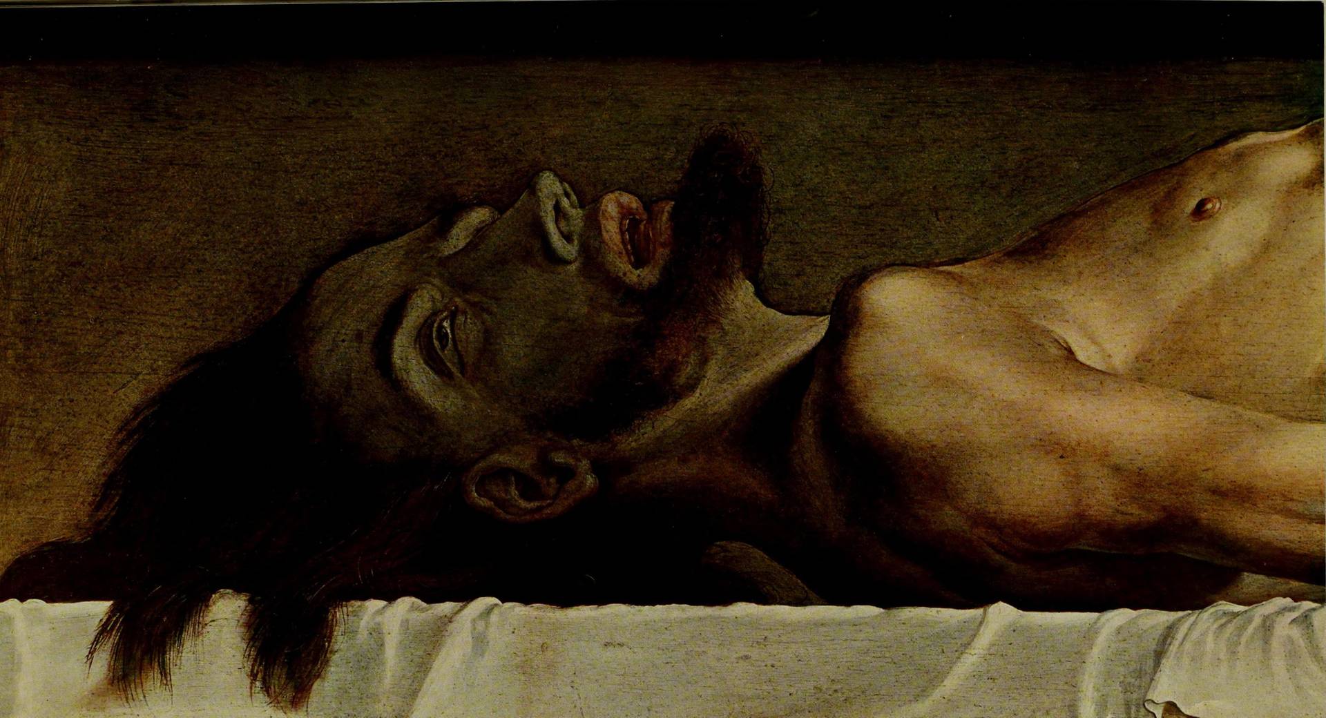 Ганс Гольбейн Младший. Мёртвый Христос в гробу (фрагмент). 1521—1522