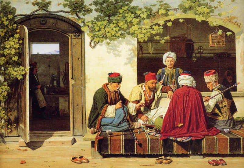 Мартинус Рёрбюе. Шахматисты в восточные кафе. 1845