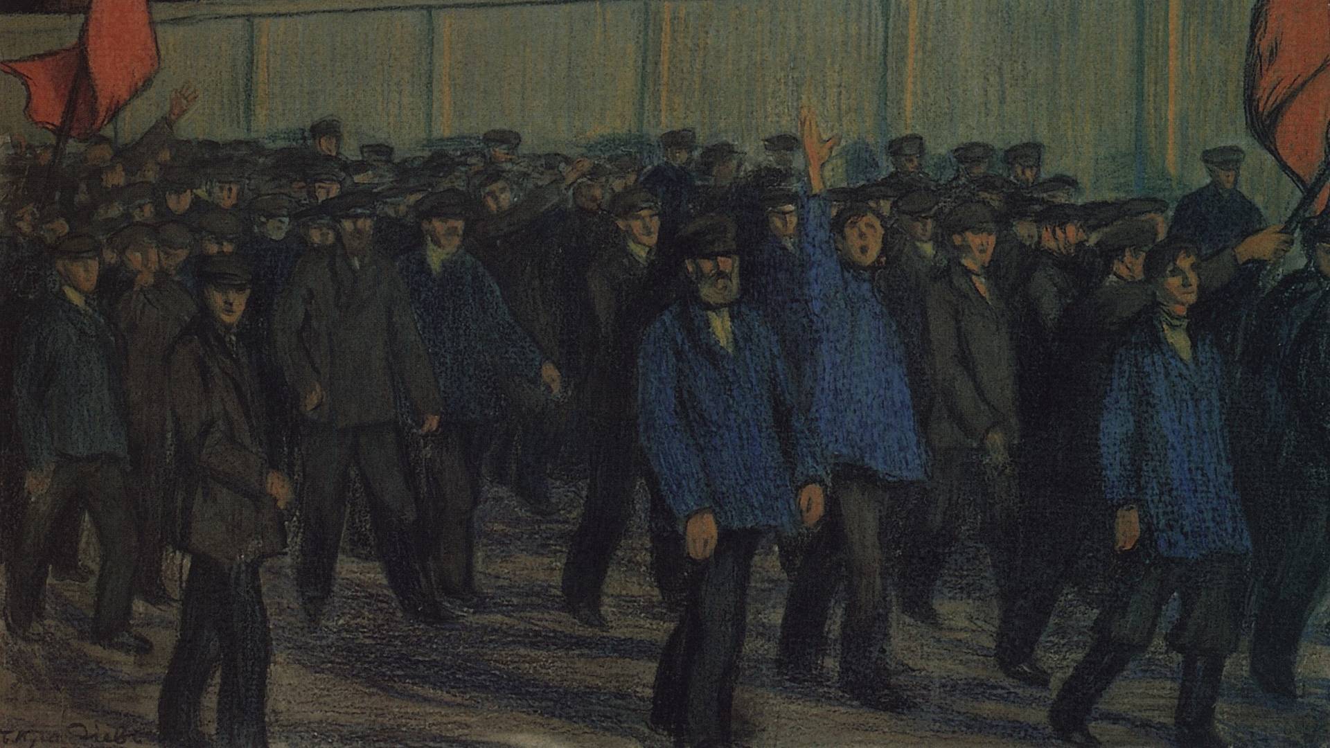 Борис Кустодиев. Забастовка (фрагмент). 1906