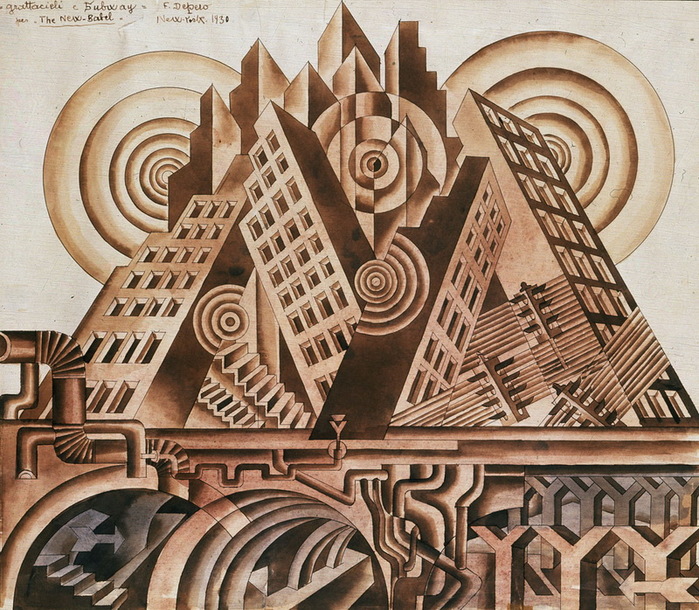 Фортунато Деперо. Небоскребы и туннель. 1930­­­–1931