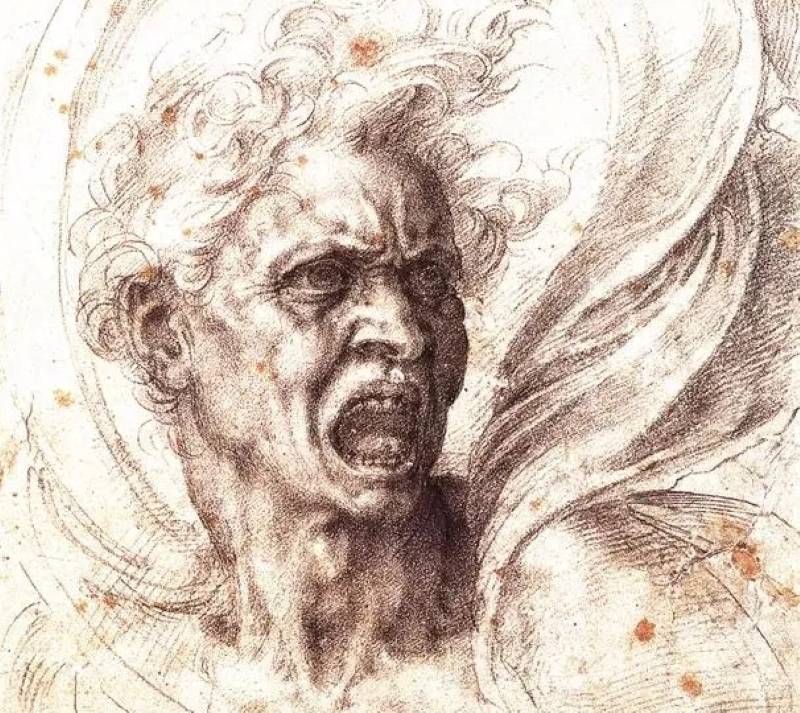 Микеланджело Буонарроти. Проклятая душа (фрагмент). 1525