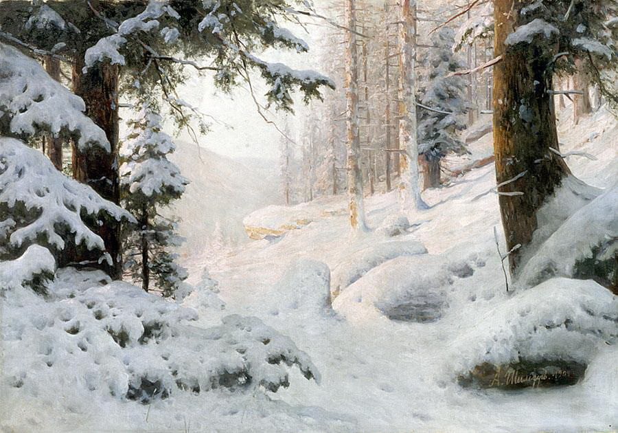 Андрей Шильдер. Лесная долина в снегу. 1909