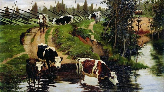 Алексей Степанов. Коровы на водопое. 1908