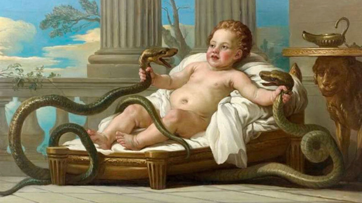 Вьен Жозеф Мари. Младенец Геракл душит змей в своей в колыбели. Около 1785