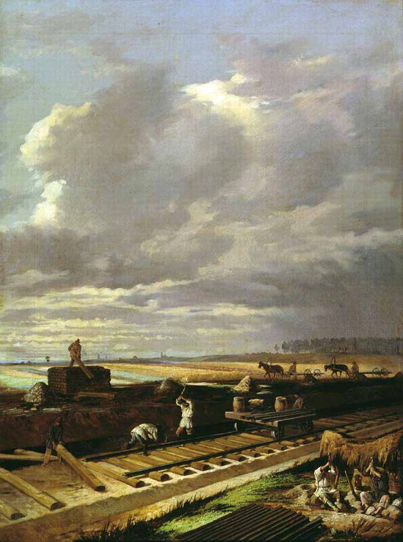 Василий Пукирев. Строительство железной дороги. 1871