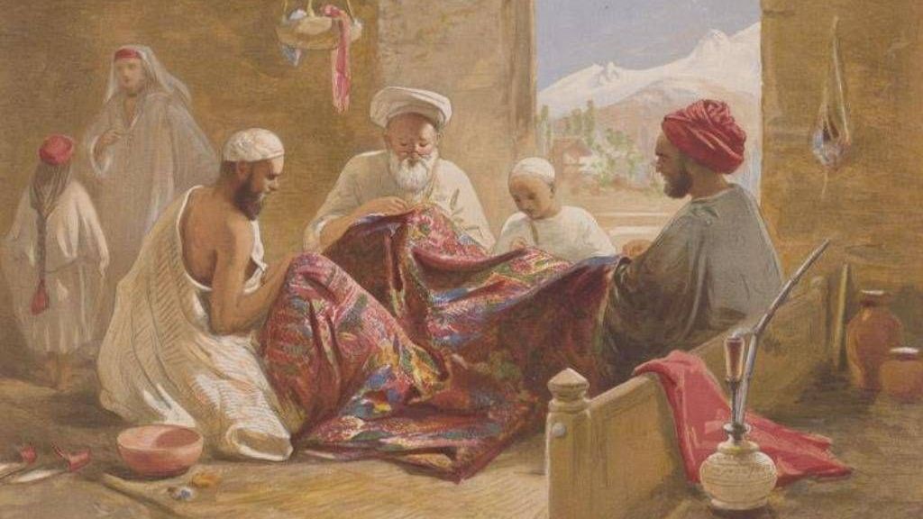 Вильям Симпсон. Мусульманская семья ткачей за работой. 1867 