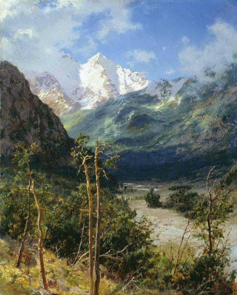 Александр Киселёв. Горный пейзаж. Вершины Эльбруса. 1901