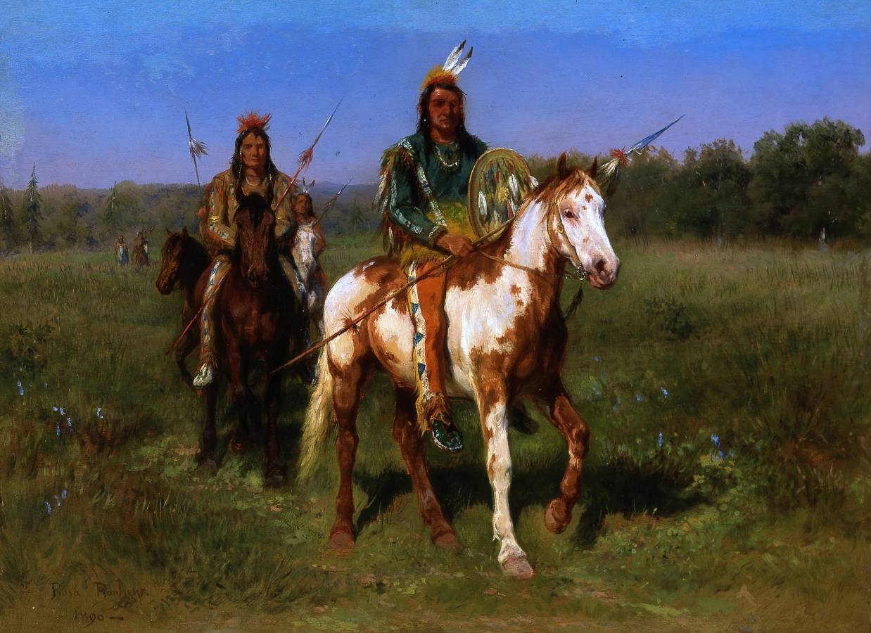 Роза Бонёр. Индейцы с копьями верхом на лошадях. 1890