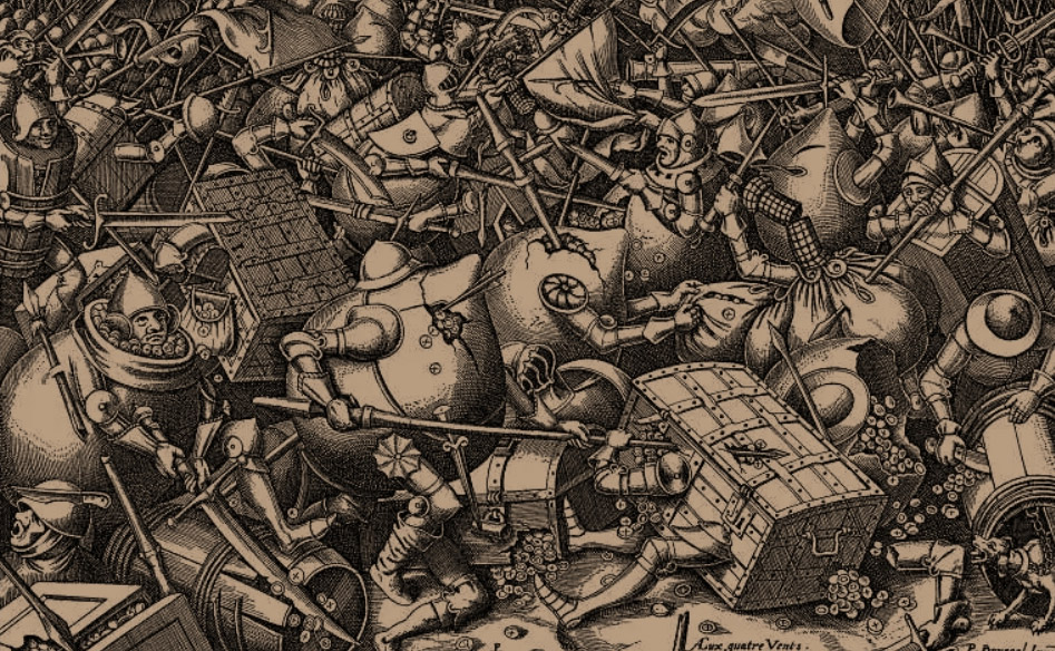Питер Брейгель Старший. Война сундуков с копилками (фрагмент). 1563