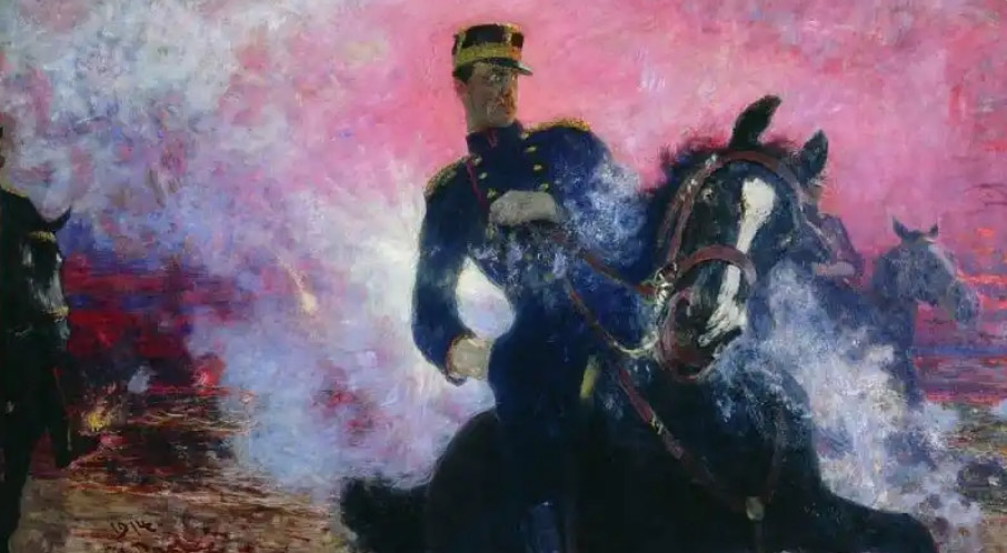 Илья Репин. Бельгийский король Альберт в момент взрыва плотины в 1914 году. 1914