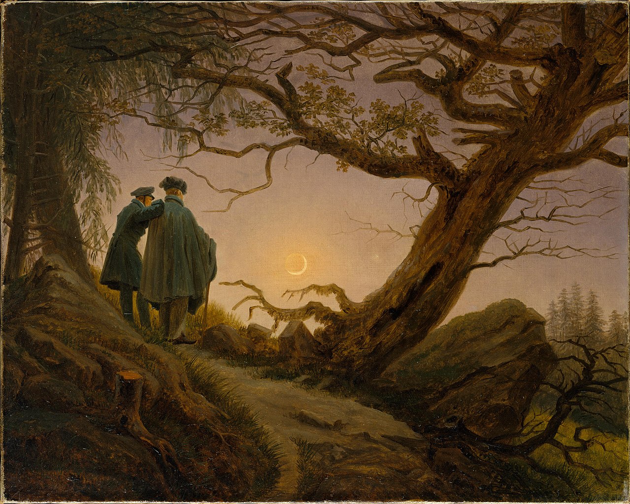 Каспар Давид Фридрих. Двое созерцающих луну. 1825-1830