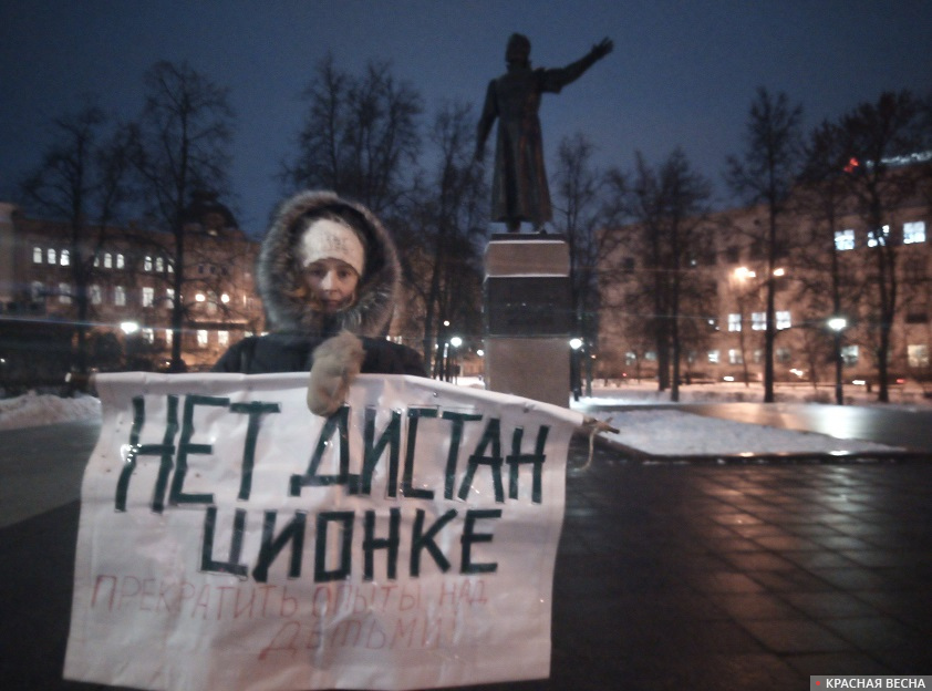 Пикет против дистанционного обучения в Нижнем Новгороде