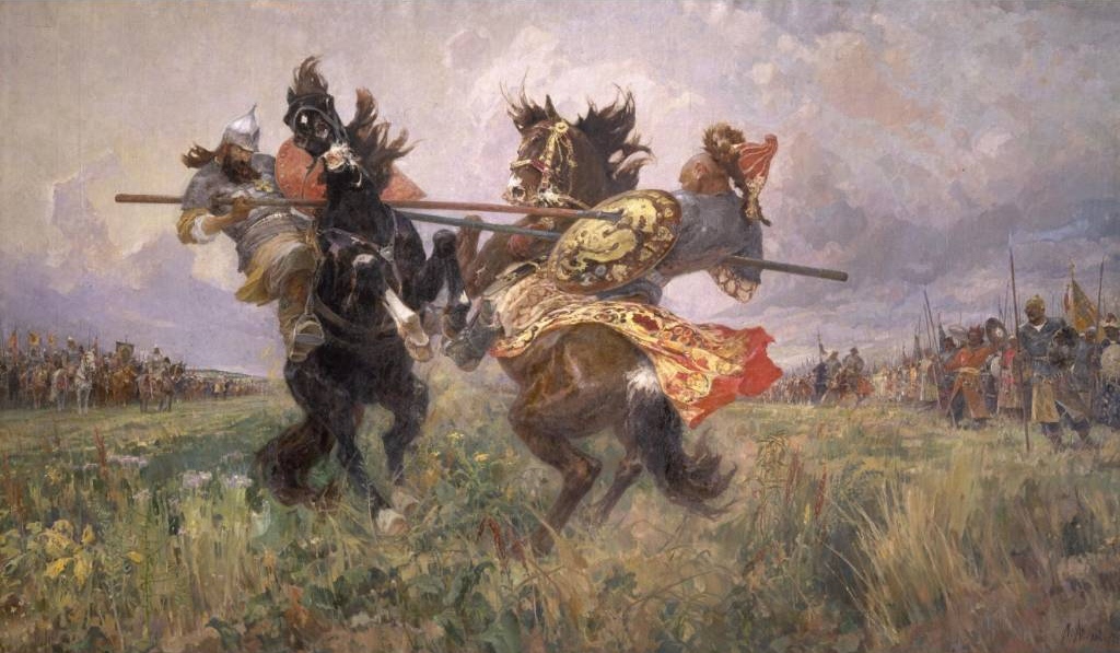 Михаил Авилов. Поединок Пересвета с Челубеем на Куликовом поле. 1943