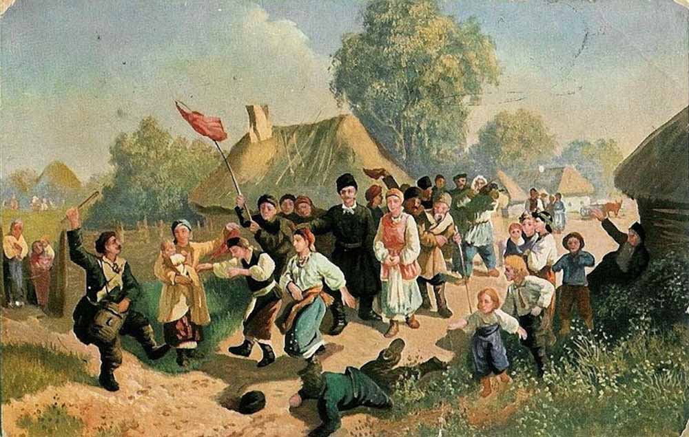 Иван Соколов. Проводы в город парубков, назначенных в рекруты. 1860-е