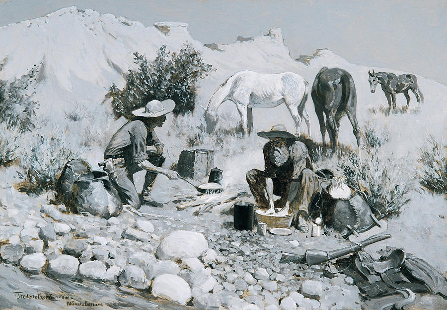 Фредерик Ремингтон. Разведчики пекут хлебные лепёшки. 1893