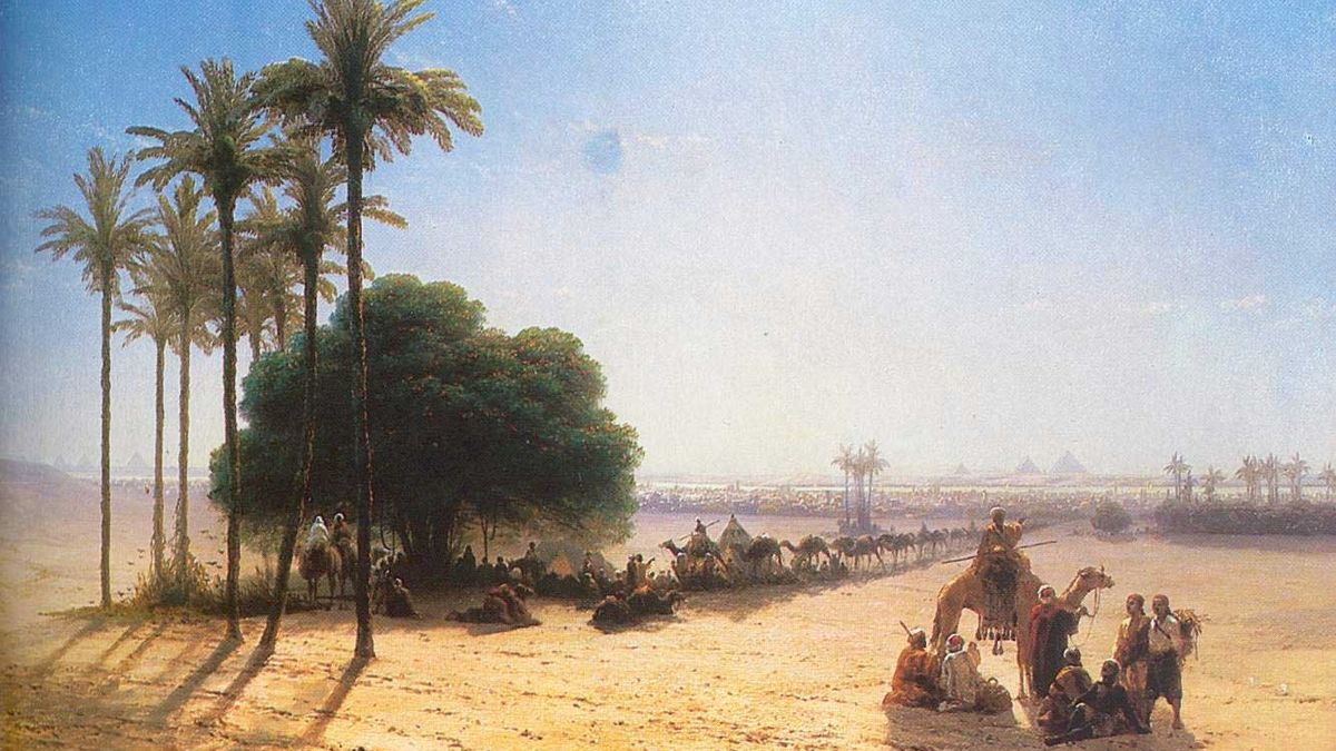 Иван Айвазовский. Караван в оазисе. Египет (фрагмент). 1871