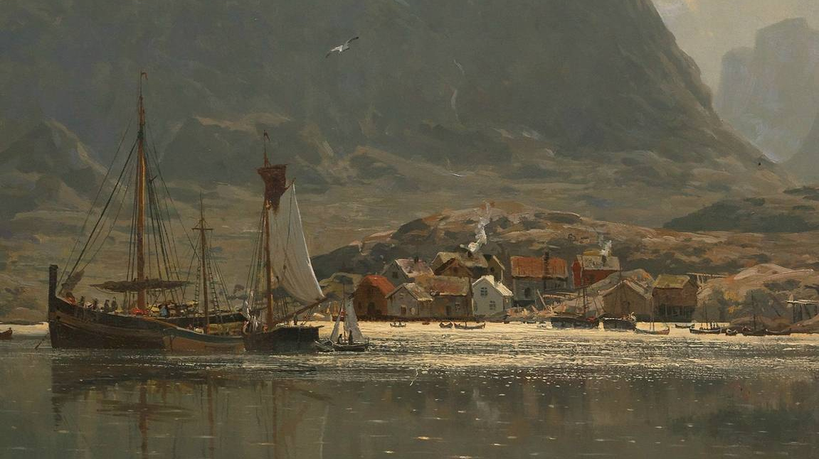 Эйлерт Адельстен Норман. Северный норвежский прибрежный ландшафт (фрагмент). 1880