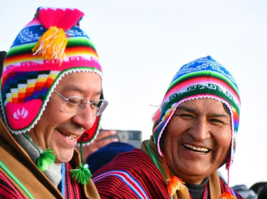 Президент Боливии Луис Арсе и экс-президент Боливии Эво Моралес (слева направо)