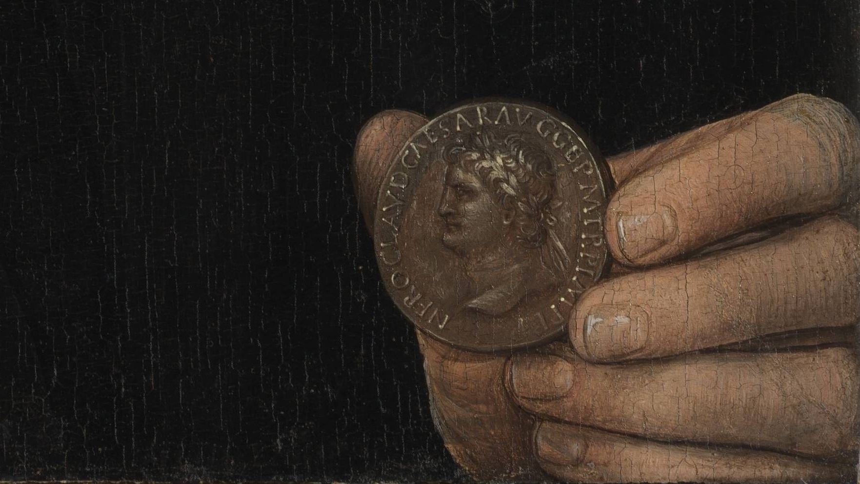Ганс Мемлинг. Портрет мужчины с монетой императора Нерона (фрагмент). До 1480