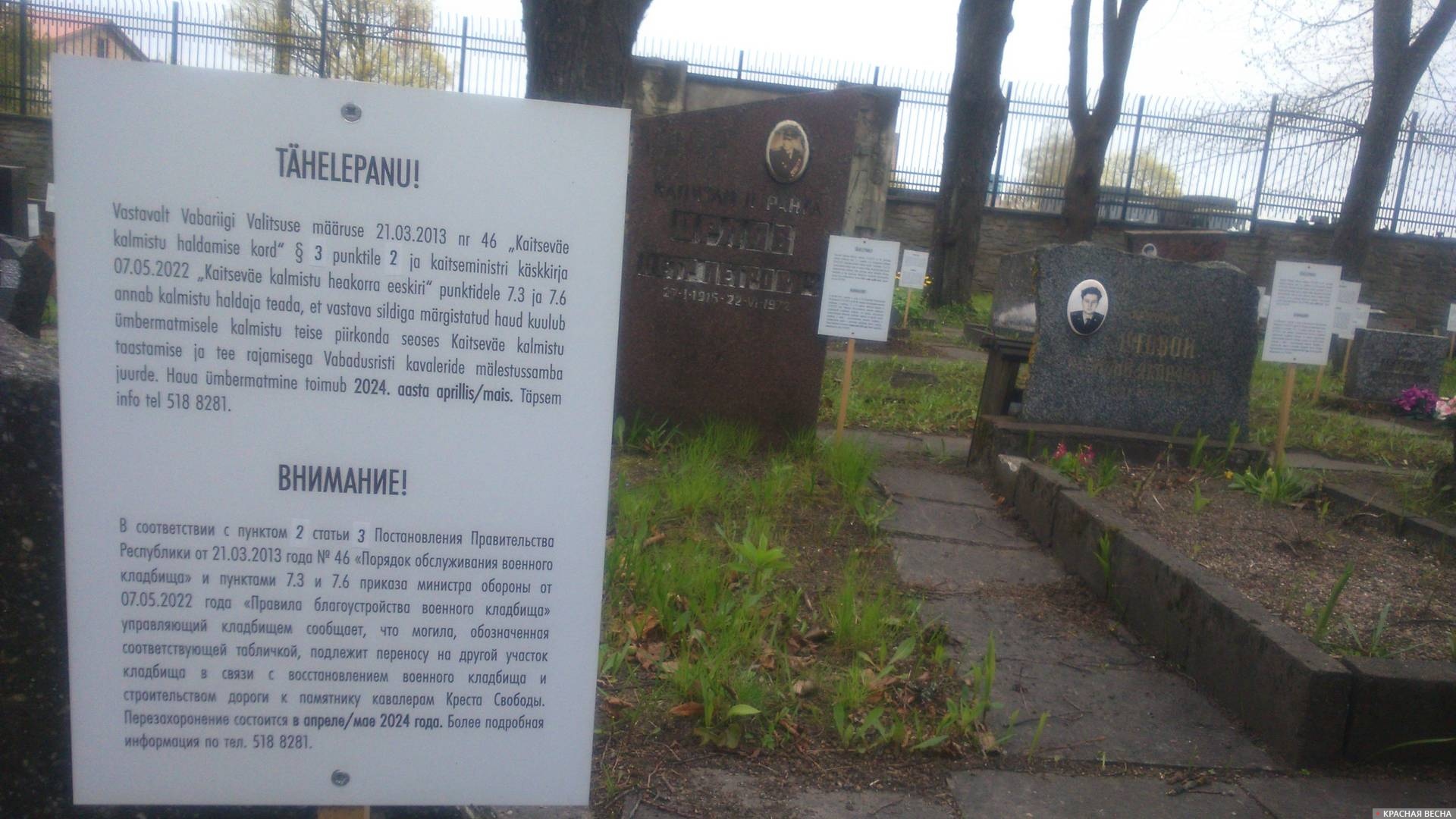 Могилы красноармейцев в Таллине, предназначенные к сносу