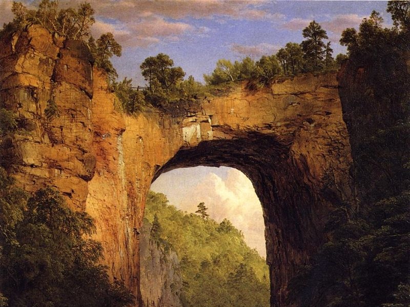 Фредерик Эдвин Чёрч. Естественный мост, Виргиния (фрагмент). 1852