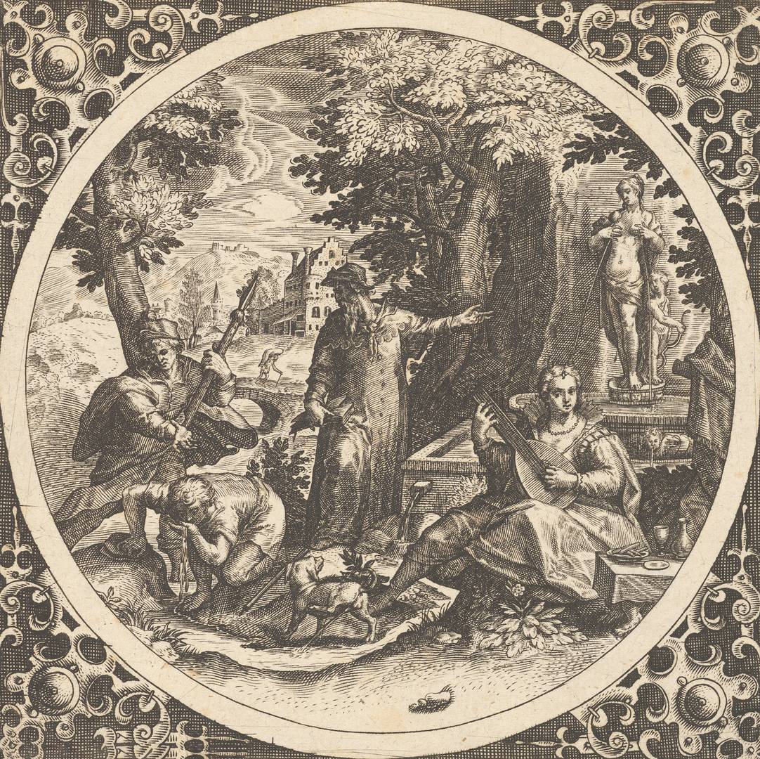 Теодор де Брай. Сцена с предупреждением о венерической болезни. 1580–1600