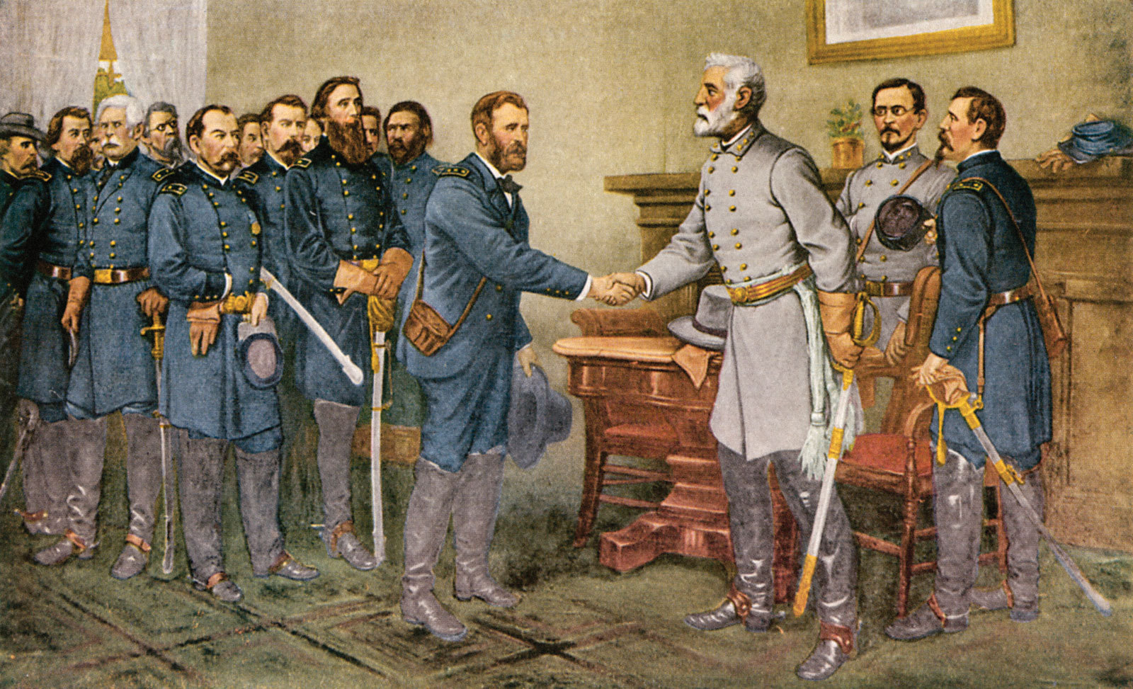 Томас Наст. «Генерал Ли сдаётся генералу Гранту», 1865 г.