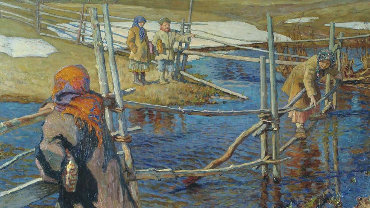 Богданов-Бельский Николай. Переправа (фрагмент). 1915