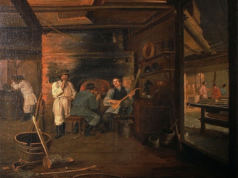 Лавр Плахов. Столярная мастерская (фрагмент). 1833