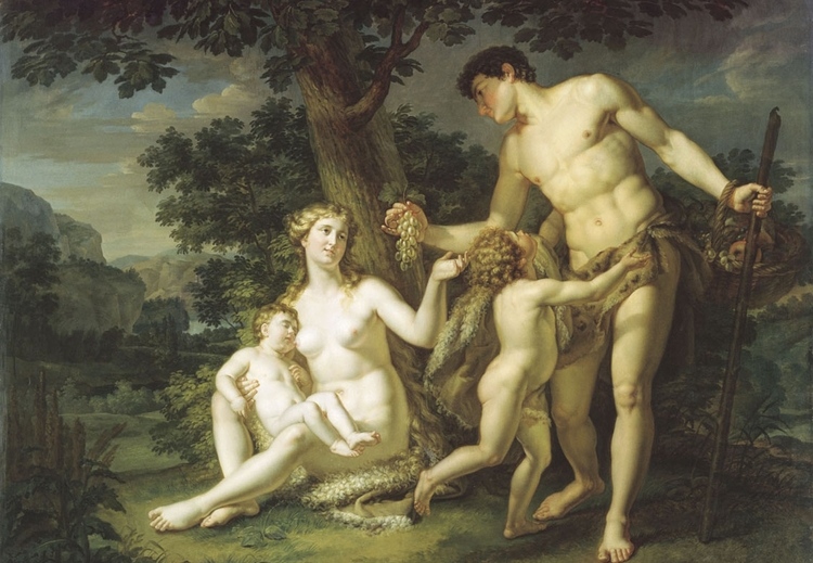 Иванов Андрей Иванович. Адам и Ева с детьми под деревом (фрагмент).1803 г.