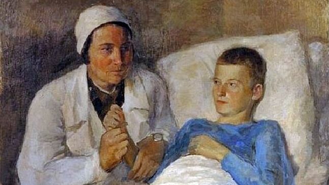Татьяна Гиппиус. Военный врач с мальчиком. 1930