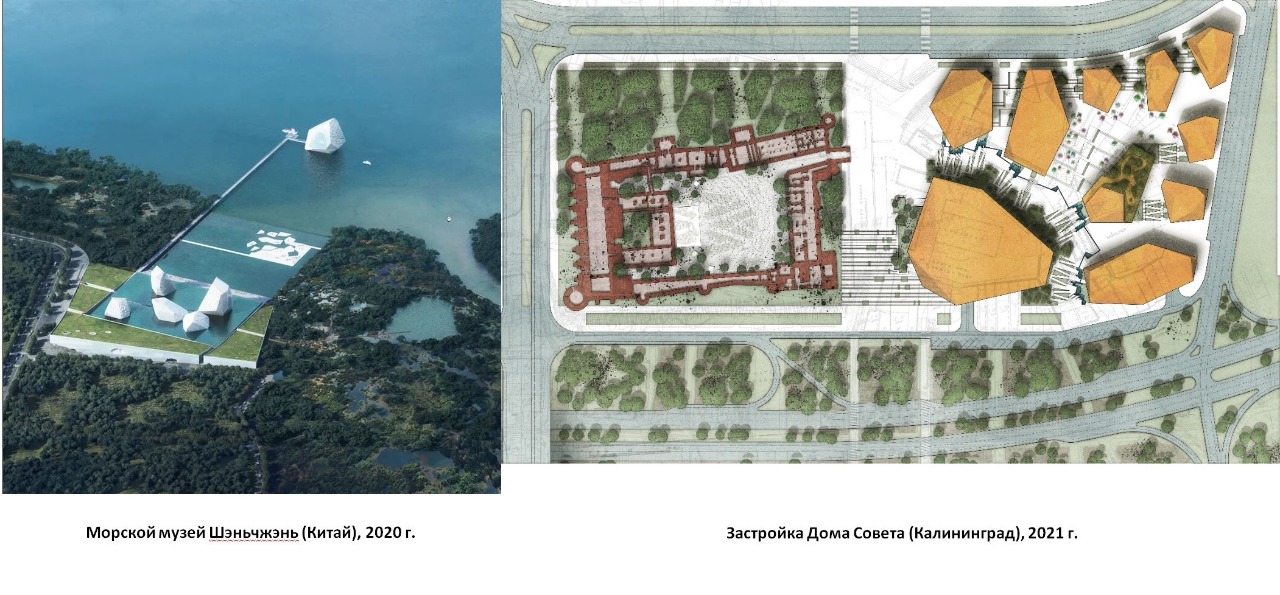 Сравнение проекта, осуществленного в Шанхае, с проектом, предложенным архбюро «Студия 44» в Калининграде 