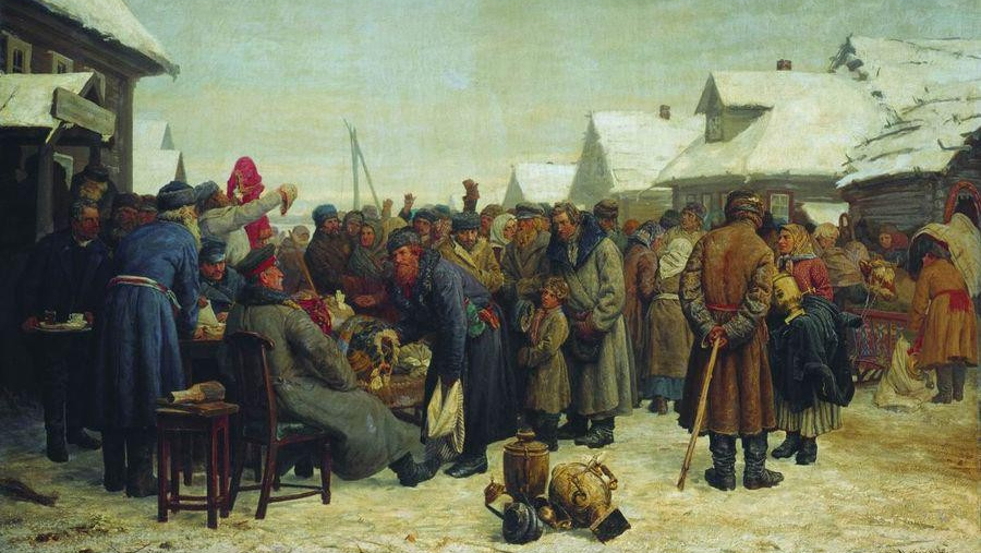 Василий Максимов. Аукцион за недоимки. 1880-1881