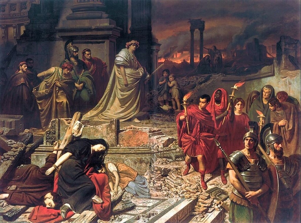 Карл фон Пилоти. Нерон смотрит на горящий Рим. 1861