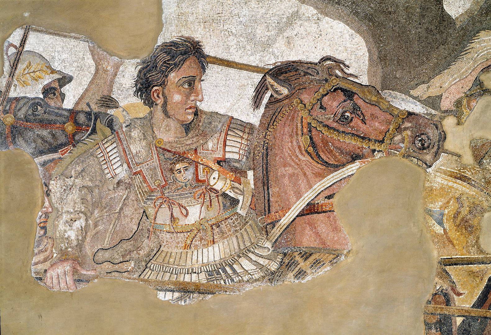 Александр Македонский и Дарий III в сражении у реки Исса, фрагмент мозаики I в. н.э. (копия с оригинала 300 г. до н.э.)