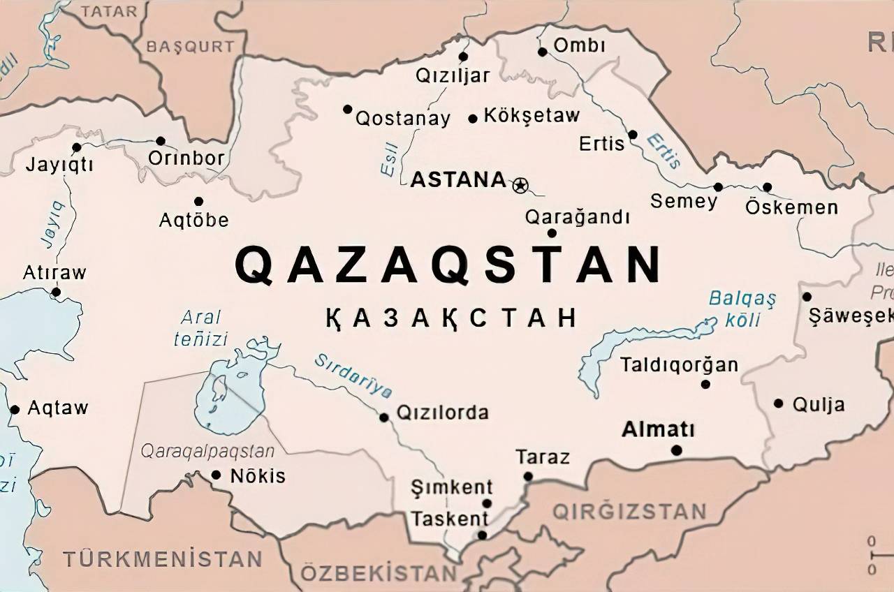 Карта Казахстана, опубликованная Kazinform в 2018 году