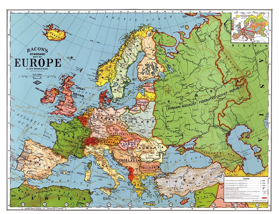 европа, карта, 1923